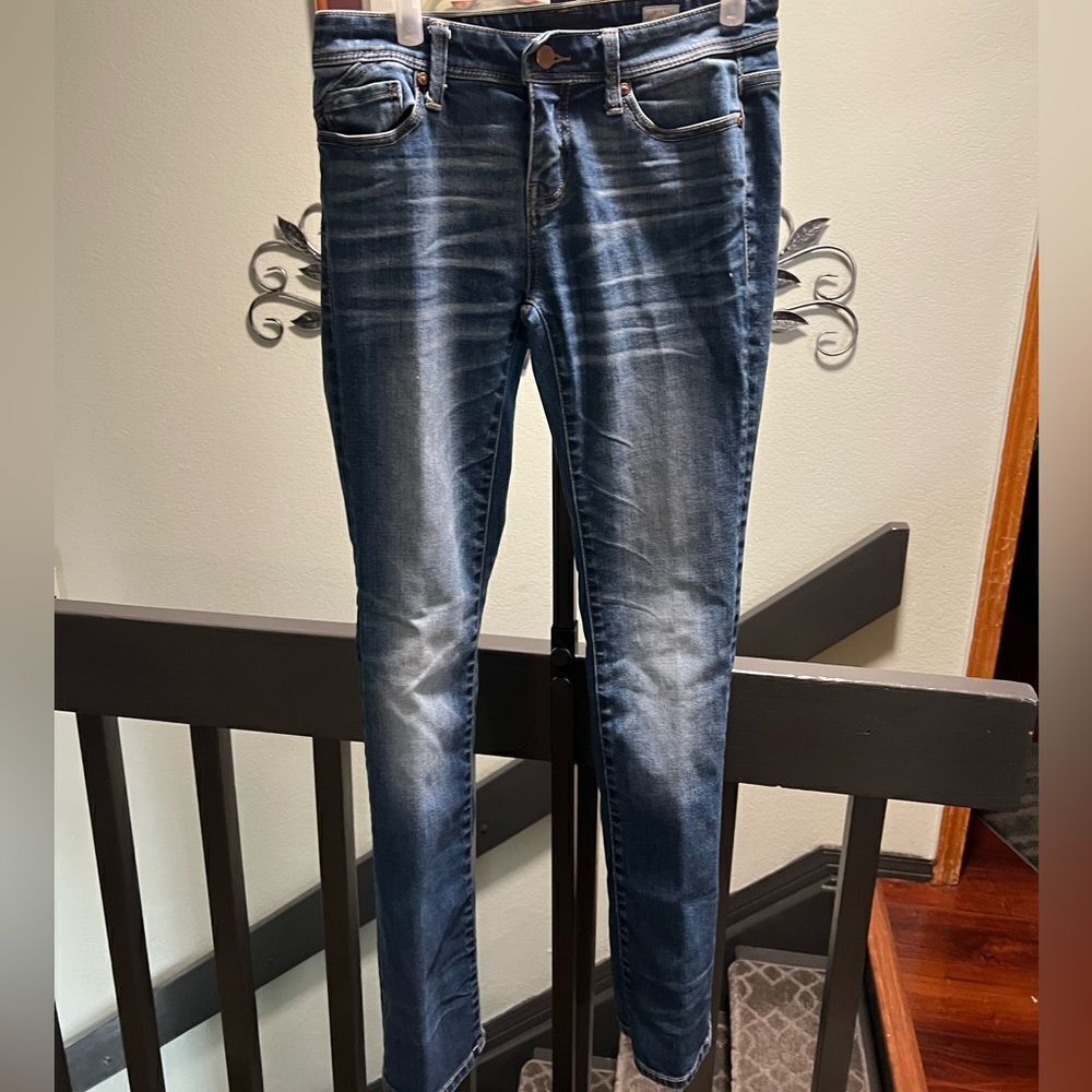 EUC Buckle Black Denim Straight Leg Blue Jeans 25 x 32 #JTA004